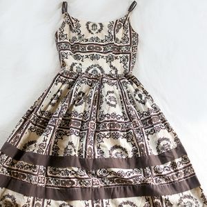 Vintage Brown and Cream Dress with Bows